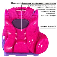 Ранец ЮНЛАНДИЯ WISE, 1 отделение, 3 кармана, устойчивое дно, "Pretty kitty", 37x29х15 см, 271395 - фото 11