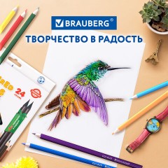 Карандаши цветные BRAUBERG PREMIUM 24 цвета + 2 чернографитных карандаша, трехгранные, грифель 3 мм, 181937 Карандаши цветные BRAUBERG PREMIUM 24 цвета + 2 чернографитных карандаша, трехгранные, грифель 3 мм, 181937 - фото 12