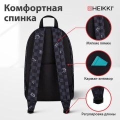 Рюкзак HEIKKI POSITIVE (ХЕЙКИ) универсальный, карман-антивор, "Gray Chess", 42х28х14 см, 273855 - фото 20
