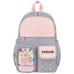 Рюкзак BRAUBERG PASTEL с термонашивками в комплекте, "Sweet paws", серый, 40х29х14 см, 272064 - фото 3