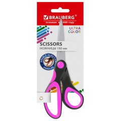 Ножницы BRAUBERG "ULTRA COLOR", 180 мм, эргономичные прорезиненные ручки, ассорти, 274313 - фото 3