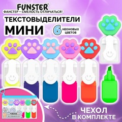 Набор текстовыделителей с топперами 6 ЦВЕТОВ НЕОН, "ЛАПКИ", линия 1-4 мм, FUNSTER (ФАНСТЕР), 152645 - фото 10