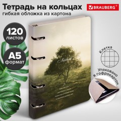 Тетрадь на кольцах А5 160х212 мм, 120 листов, картон, матовая ламинация, клетка, BRAUBERG, "Nature", 404728 Тетрадь на кольцах А5 160х212 мм, 120 листов, картон, матовая ламинация, клетка, BRAUBERG, "Nature", 404728 - фото 11