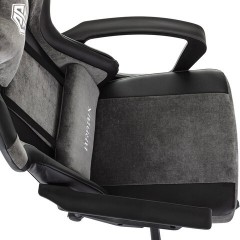 Кресло компьютерное BRABIX "Forcer GM-127", 2 подушки, экокожа/велюр, черное/серое, 533216 - фото 7