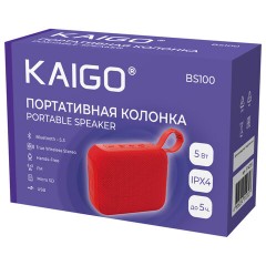 Колонка портативная влагозащищенная KAIGO (КАЙГО) BS100, 5 Вт, Bluetooth, USB, Micro SD, TWS, FM, красная, 514220 - фото 7
