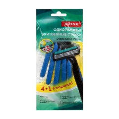 Бритвенные станки одноразовые, 3 лезвий, увлажняющая полоска, фиксированная головка, 5 шт., синий, X-ONE (ИКС-УАН), 700032