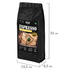 Кофе в зернах WELDAY (ВЭЛДЭЙ) "ESPRESSO БРАЗИЛИЯ САНТОС" 1 кг, арабика 100%, 624401 - фото 5