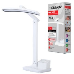 Настольная лампа / светильник беспроводная SONNEN PT-401, органайзер, USB, LED, 5 Вт, 3 режима, 238779 - фото 2
