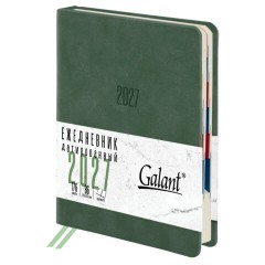 Ежедневник датированный 2027, B6, 125х173 мм, GALANT "Vivid", под кожу, зеленый, 117860