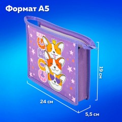 Папка для тетрадей ПИФАГОР А5, 1 отделение, пластик, на молнии, Corgi queen, 272192 Папка для тетрадей ПИФАГОР А5, 1 отделение, пластик, на молнии, Corgi queen, 272192 - фото 9