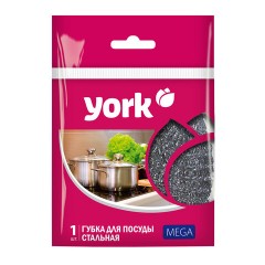 Губка (мочалка) металлическая, 40 г, МЕГА, для посуды, гриля, плиты, YORK, 003030 - фото 2