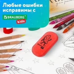 Ластики BRAUBERG KIDS "Fruits", НАБОР 6 штук, 50х23х10 мм, овальные, ассорти, 272669 - фото 15