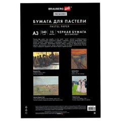 Бумага для пастели АБРАЗИВНАЯ А3 в папке, 15 листов, ЧЕРНАЯ, 240 г/м2, BRAUBERG ART, 117766 - фото 2