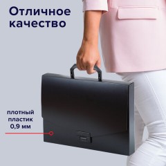 Папка-портфель пластиковая BRAUBERG "Energy" А4 (330х256х32 мм), без отделений, черная, 221202 - фото 6