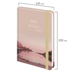 Ежедневник датированный 2026 с резинкой 145х203 мм, А5, BRAUBERG, твердый, "Безмятежность", 117336 - фото 2