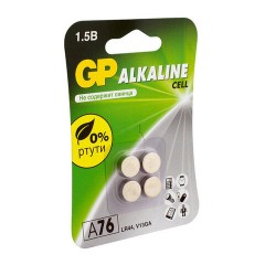 Батарейки КОМПЛЕКТ 4 шт., GP Alkaline, A76 (G13, LR44), алкалиновая, блистер, A76-С10, A76F-2CRU4 Батарейки КОМПЛЕКТ 4 шт., GP Alkaline, A76 (G13, LR44), алкалиновая, блистер, A76-С10, A76F-2CRU4 - фото 2