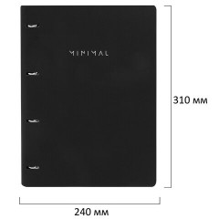 Тетрадь на кольцах БОЛЬШАЯ А4, 240х310 мм, 120 л., под кожу, BRAUBERG VISTA, "Minimal", черный, 405203 - фото 3