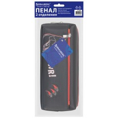 Пенал мягкий BRAUBERG, 2 отделения, полиэстер, "Roar", черный, 21х9х6 см, 272347 - фото 6