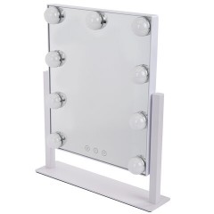 Зеркало для макияжа гримерное с подсветкой, 9 LED-ламп, 3 режима свечения, размер 25х30 см, работа от сети 220 V, цвет белый, BRABIX, 609335 - фото 3