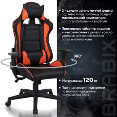 Кресло компьютерное BRABIX "GT Racer GM-100", две подушки, экокожа, черное/оранжевое, 531925 Кресло компьютерное BRABIX "GT Racer GM-100", две подушки, экокожа, черное/оранжевое, 531925 - фото 20