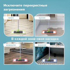 Насадка МОП плоская КОМПЛЕКТ 4 шт, УНИВЕРСАЛЬНАЯ для швабр 38-42 см (ТИП К), микрофибра, LAIMA, 607459 - фото 18