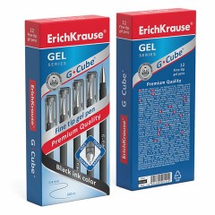 Ручка гелевая ERICH KRAUSE "G-cube", ЧЕРНАЯ, корпус черный, игольчатый узел 0,5 мм, линия письма 0,4 мм, 46447 - фото 5