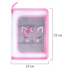 Папка для труда на молнии BRAUBERG KIDS А4, 1 отделение, прозрачная, органайзер, "Tiny cutie", 273397 - фото 7