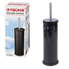 Ершик для унитаза с подставкой, металл, черный, глянцевый, LAIMA, 604960