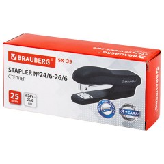 Степлер №24/6, 26/6 BRAUBERG "SX-39", до 25 листов, черный, 228590 - фото 2