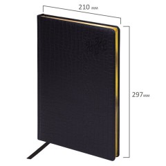 Ежедневник датированный 2026 БОЛЬШОЙ ФОРМАТ 210х297мм А4, BRAUBERG Comodo, под кожу, черный, 117242 - фото 2