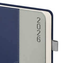 Ежедневник датированный 2026, А5, 138х213 мм, BRAUBERG "Esthetic", под кожу, держатель для ручки, застежка, синий/серый, 117373 - фото 3