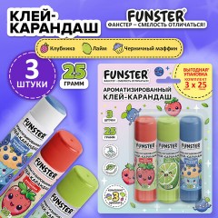Клей-карандаш ароматизированный FUNSTER (ФАНСТЕР), клубника, лайм, черничный маффин, 25 г, ВЫГОДНАЯ УПАКОВКА, 3 штуки на блистере, 274271 - фото 3
