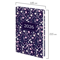 Ежедневник датированный 2026 145х215 мм, А5, STAFF, ламинированная обложка, "Flowers", 117318 - фото 2