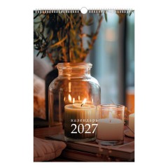 Календарь на гребне с ригелем 2027 г., 12 листов, 30х45 см, BRAUBERG, "Уют", 118383
