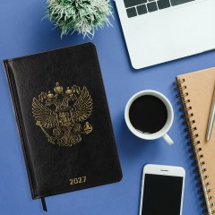 Ежедневник датированный 2027, А5, 138х213 мм, BRAUBERG "State", под кожу, черный, 118044 - фото 5