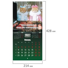 Календарь настенный перекидной 2027 г., BRAUBERG, 12 листов, 21,4х42,8 см, МИНИ, "Vibe meme", 118438 - фото 4