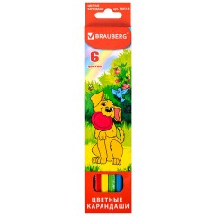 Карандаши цветные BRAUBERG "My lovely dogs", 6 цветов, шестигранные, грифель 3 мм, натуральное дерево, 180518 Карандаши цветные BRAUBERG "My lovely dogs", 6 цветов, шестигранные, грифель 3 мм, натуральное дерево, 180518 - фото 5