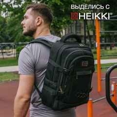 Рюкзак HEIKKI DESERTED (ХЕЙКИ) универсальный, 3 отделения, эргономичный, багажная лента, черный, 47х33х17 см, 273878 - фото 19