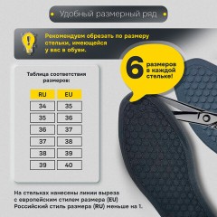 Стельки для обуви с МАССАЖНЫМ ЭФФЕТОМ, материал HI-POLY, размер RU 34-39 / EU 35-40, с линиями выреза, SHEGRA (ШЕГРА), 700754 - фото 15