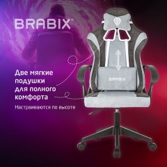 Кресло компьютерное BRABIX "Forcer GM-127", 2 подушки, ткань, серое/светло-голубое, 533214 - фото 16