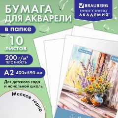 Папка для акварели БОЛЬШАЯ А2, 400х590 мм, 10 листов, 200 г/м2, BRAUBERG АКАДЕМИЯ (ДЭК), "Цветы", 117739 - фото 8