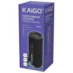 Колонка портативная влагозащищенная KAIGO (КАЙГО) BT16T, 10 Вт, Bluetooth, Micro SD, AUX, RGB, TWS, IPX7, черная, 514225 - фото 7