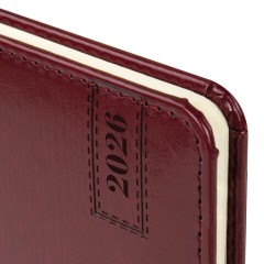 Еженедельник датированный 2026, МАЛЫЙ ФОРМАТ 95х155 мм, А6, BRAUBERG "Imperial", под кожу, бордо, 117188 - фото 4