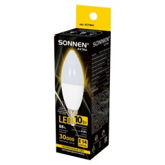 Лампа светодиодная SONNEN EXTRA, 10 (85) Вт, Е14, свеча, теплый белый, 30000 ч, LED C37-10W-2700-Е14, 457904 - фото 3