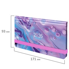 Еженедельник датированный 2026 с резинкой 171х93 мм, BRAUBERG, твердый, УФ-ЛАК, 64 л., "Мрамор", 117352 - фото 2