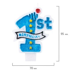 Свеча-цифра для торта "1 годик", голубая, 9,5 см, ЗОЛОТАЯ СКАЗКА, в блистере, 591443 Свеча-цифра для торта "1 годик", голубая, 9,5 см, ЗОЛОТАЯ СКАЗКА, в блистере, 591443 - фото 4