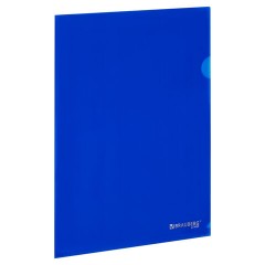 Папка-уголок прозрачная А4 BRAUBERG UNIVERSAL, синяя, 0,10 мм, со штрихкодом, 273045