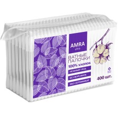 Ватные палочки 400 шт., AMRA, пакет, 1264 Ватные палочки 400 шт., AMRA, пакет, 1264 - фото 2