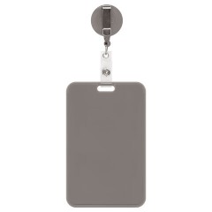 Бейдж вертикальный (85х54 мм), с рулеткой 70 см с клипом, СЛАЙДЕР, серый, BRAUBERG EXTRA, 238846 - фото 2