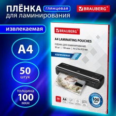 Пленки-заготовки для ламинирования ИЗВЛЕКАЕМЫЕ А4, КОМПЛЕКТ 50 шт., 100 мкм, BRAUBERG, 533118 - фото 7